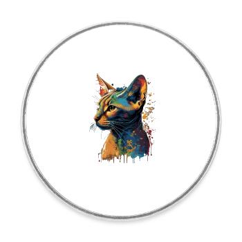 Abyssinian Cat Colorful Gaze - Runder Kühlschrankmagnet - Weiß - Vorne