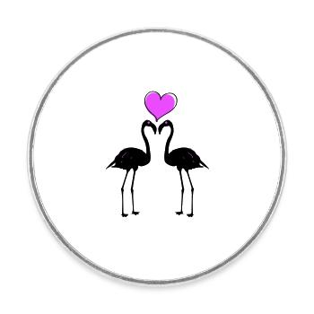 Flamingo Love Couple - Round  fridge magnet - white - Front