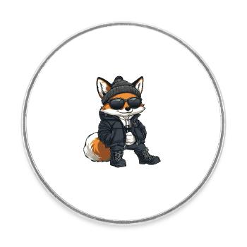 Renard d’hiver - Magnet rond - blanc - Devant