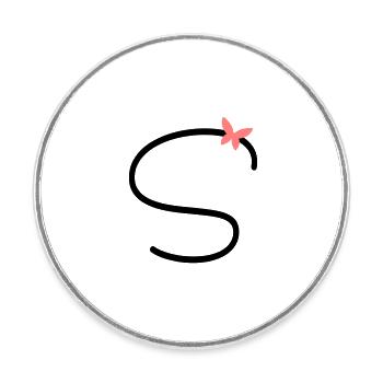 Lettre S Papillon Lettre - Magnet rond - blanc - Devant
