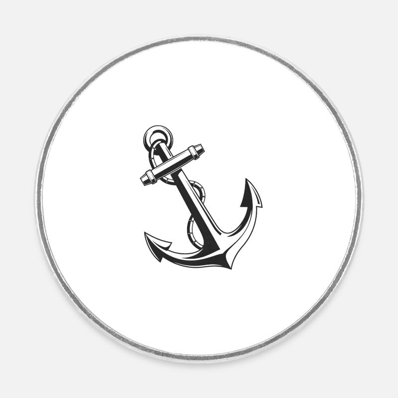 Anchor - Round  fridge magnet - white