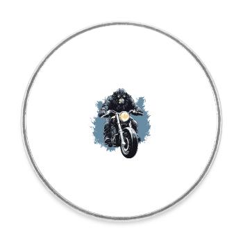 Motorrad Biker Gorilla - Runder Kühlschrankmagnet - Weiß - Vorne