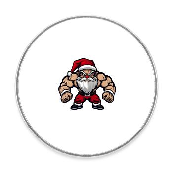 Weihnachtsmann Muskeln Bodybuilding - Runder Kühlschrankmagnet - Weiß - Vorne