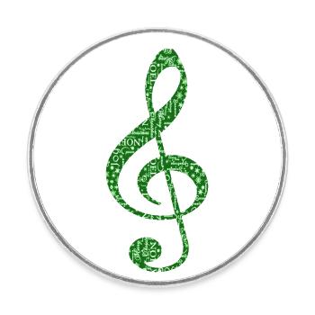 Joyeux Noël en Musique Vert - Magnet rond - blanc - Devant