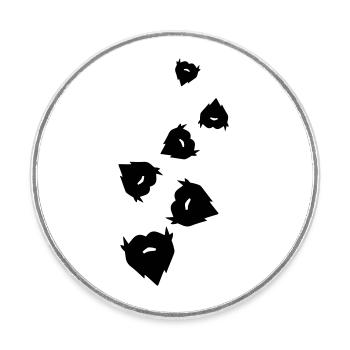 Symbole de barbe - Magnet rond - blanc - Devant