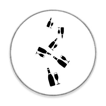 Symbole du vin rouge - Magnet rond - blanc - Devant