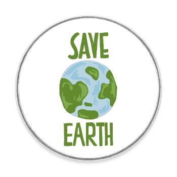 Save Earth Sustainable Climate Change - Round  fridge magnet - white - Front