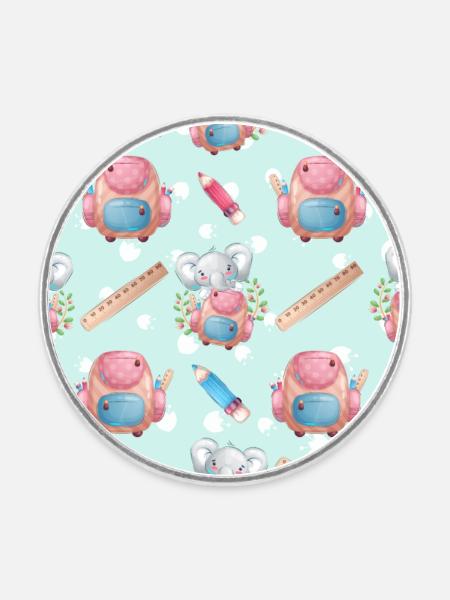 Cute Elephant Animal Pattern - Runder Kühlschrankmagnet - Weiß