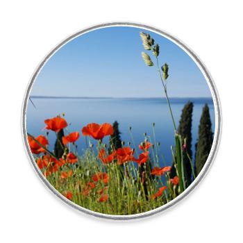 Lac de Garde - Magnet rond - blanc - Devant