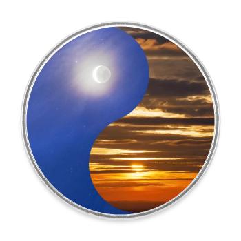 Yin and Yang of the Sun and Moon in the Sky - Round  fridge magnet - white - Front