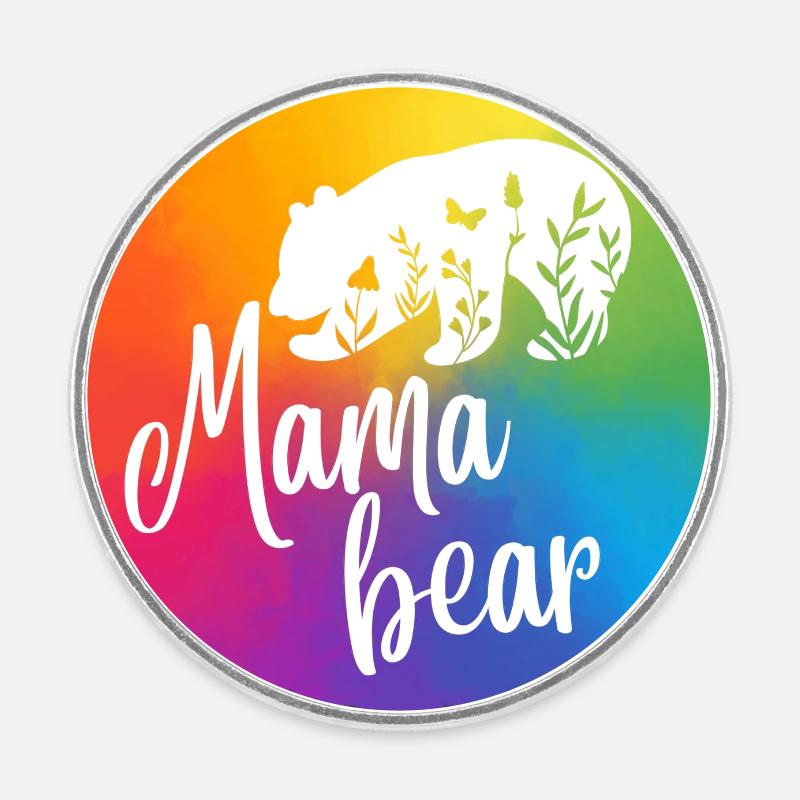 Mamabear, Arc-en-ciel II - Magnet rond - blanc