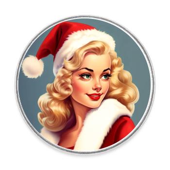 Santa Claus - Round  fridge magnet - white - Front