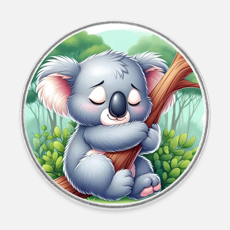 glücklicher Koalabär Koala - Runder Kühlschrankmagnet - Weiß