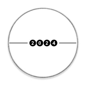 2024 Jahr - Runder Kühlschrankmagnet - Weiß - Vorne
