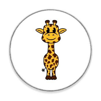 Funny Cool Happy Giraffe Africa Animal Comic - Round  fridge magnet - white - Front