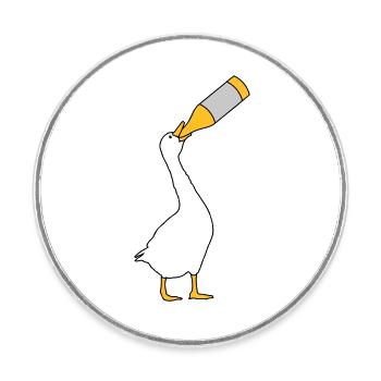 Beer boozing goose - Round  fridge magnet - white - Front