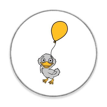 Ballon petit canard mignon - Magnet rond - blanc - Devant