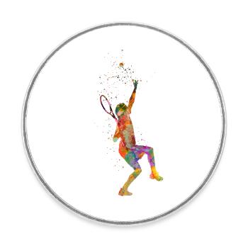 Joueur de tennis - Magnet rond - blanc - Devant