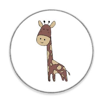 Giraffe - Round  fridge magnet - white - Front