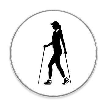 Nordic Walking Woman Silhouette - Round  fridge magnet - white - Front
