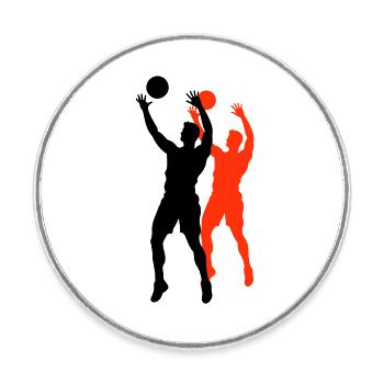 Silhouette de joueur de volley-ball - Magnet rond - blanc - Devant
