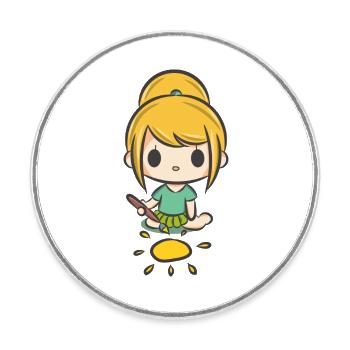 Little girl painting - Round  fridge magnet - white - Front