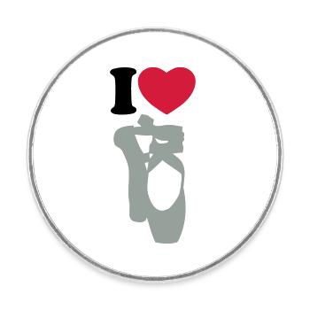 I love ballet - Ich liebe Ballett - Runder Kühlschrankmagnet - Weiß - Vorne