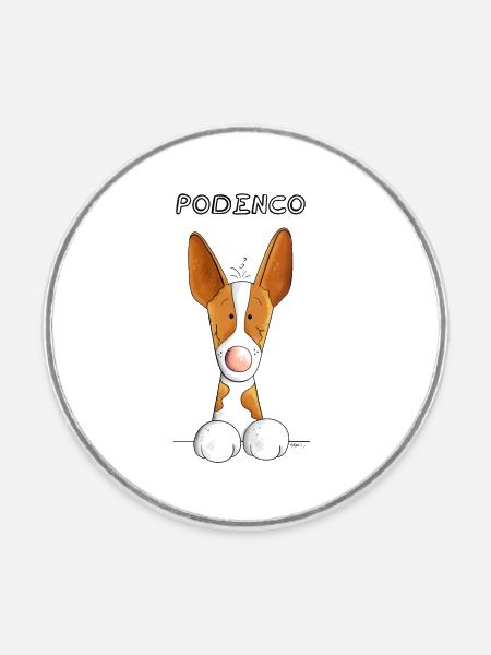 Abenteuerlustiger Podenco - Runder Kühlschrankmagnet - Weiß