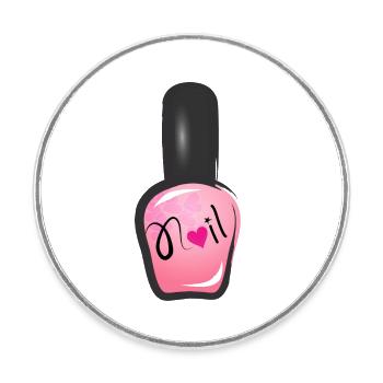 rosa Nagellack im Graffiti Stil mit Herz - Runder Kühlschrankmagnet - Weiß - Vorne
