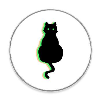 Neon Katze - Runder Kühlschrankmagnet - Weiß - Vorne