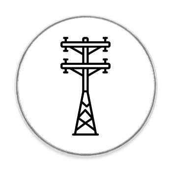 Strommast - Runder Kühlschrankmagnet - Weiß - Vorne