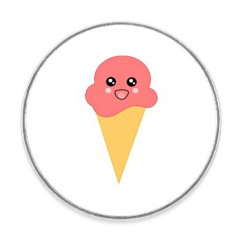 Crème glacée Crème glacée à la fraise - Magnet rond - blanc - Devant