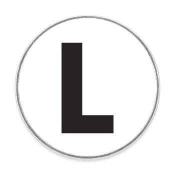 L - Runder Kühlschrankmagnet - Weiß - Vorne