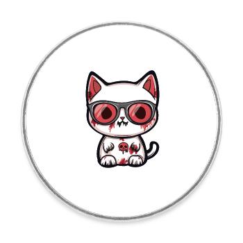 Chat Halloween Cool - Magnet rond - blanc - Devant