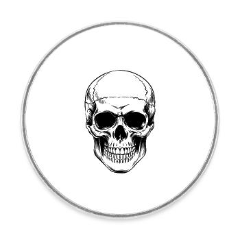 Tête de mort - Magnet rond - blanc - Devant