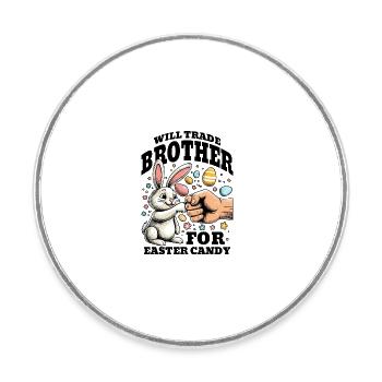 Échangera son frère contre des bonbons de Pâques - Magnet rond - blanc - Devant