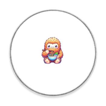 Kawaii Bigfoot Noodle Bowl Ramen Lover - Runder Kühlschrankmagnet - Weiß - Vorne