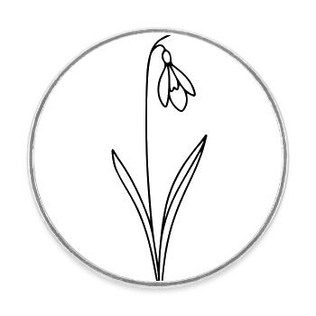 Graceful Bells - Lily of the Valley Lineart - Round  fridge magnet - white - Front