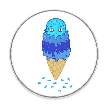 Kawaii octopus ice cream summer time - Round  fridge magnet - white - Front
