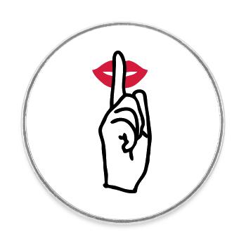 Bouche chut - Magnet rond - blanc - Devant