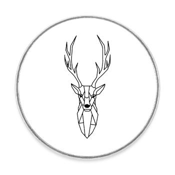 Geometrisch Wald Hirsch - Runder Kühlschrankmagnet - Weiß - Vorne