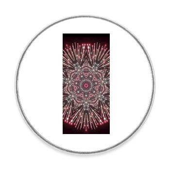 Feux d’artifice mandala - Magnet rond - blanc - Devant