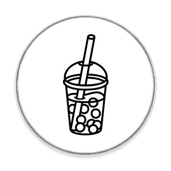 Comic Bubble Tea Design - Round  fridge magnet - white - Front
