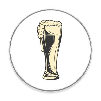 Beer glass - Round  fridge magnet - white - Front