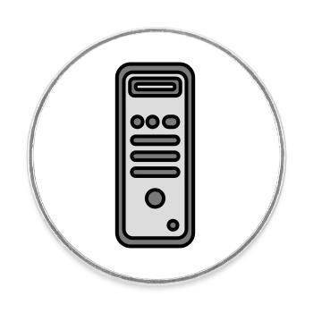 Gehäuse Computer Tower Icon - Runder Kühlschrankmagnet - Weiß - Vorne