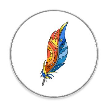 Feather - Round  fridge magnet - white - Front