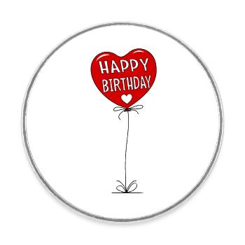 Luftballon Happy Birthday Rot - Runder Kühlschrankmagnet - Weiß - Vorne