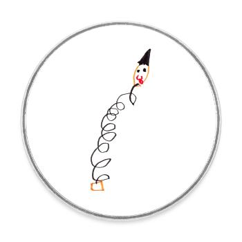Jack-in-the-box (blanc) - Magnet rond - blanc - Devant