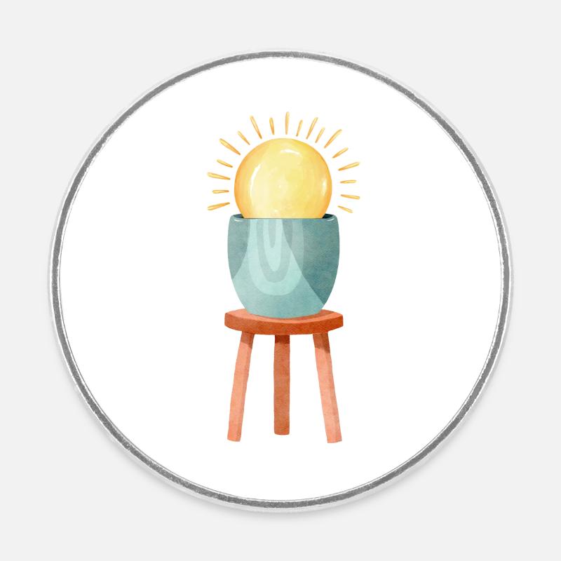 Soleil végétal - Magnet rond - blanc