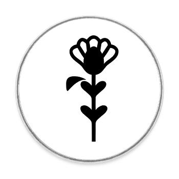 Blume mit Stiel - Runder Kühlschrankmagnet - Weiß - Vorne